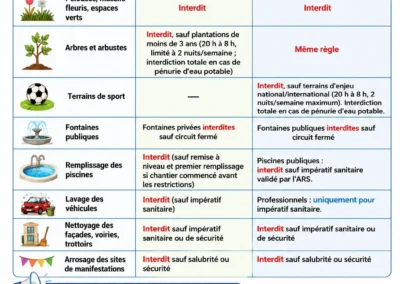 Infographie sur les règles pour l'arrêter de sécheresse - niveau crise émise par la préfecture